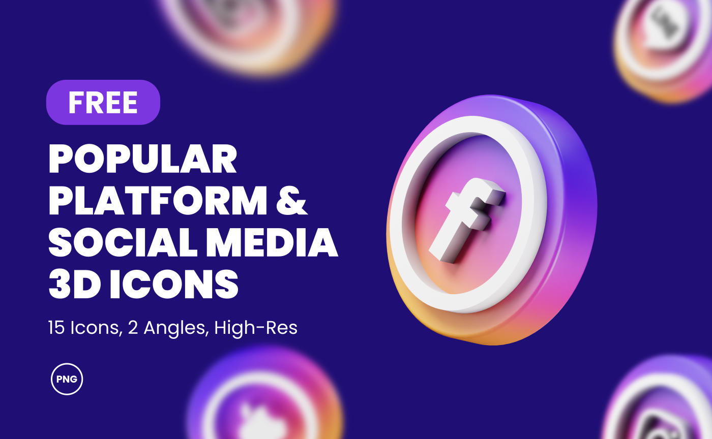 free 3d social media icons